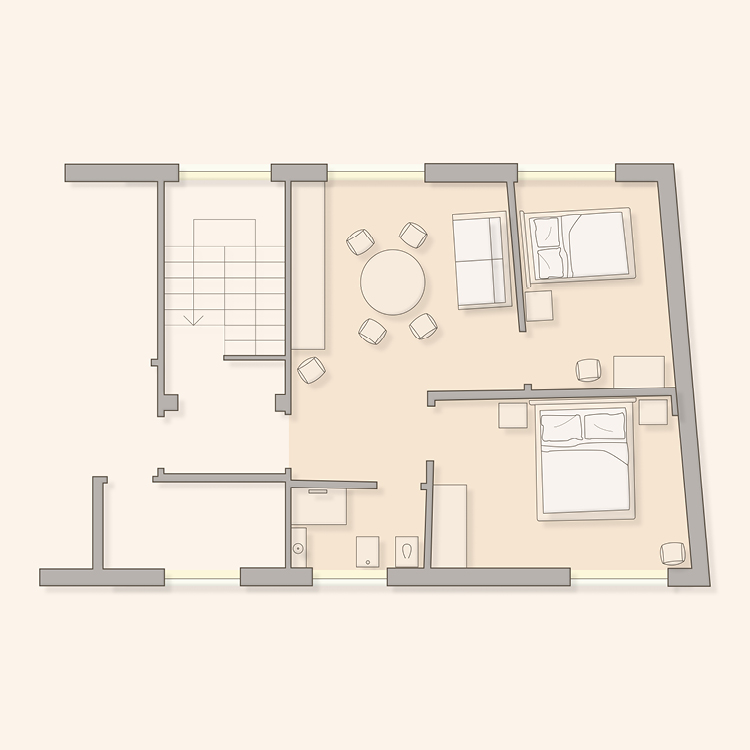 Piantina dell'appartamento Dante